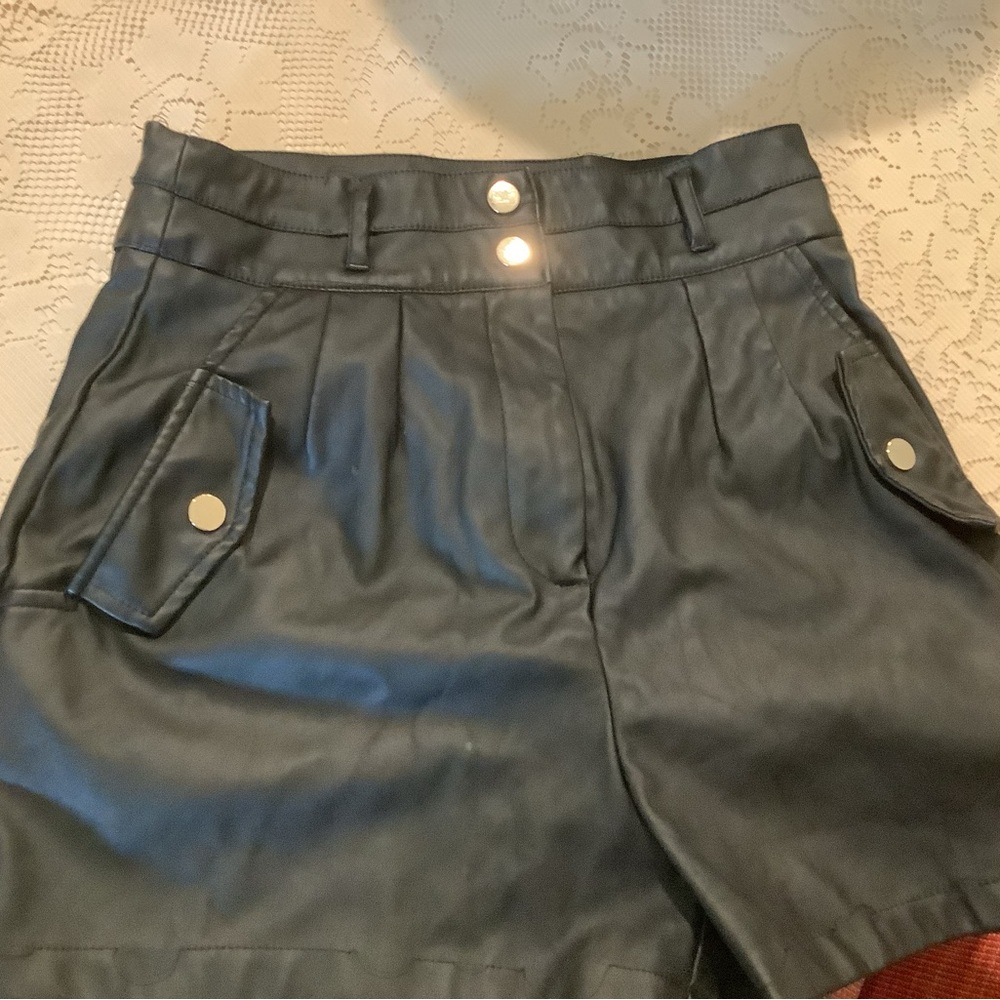 Black leather like shorts